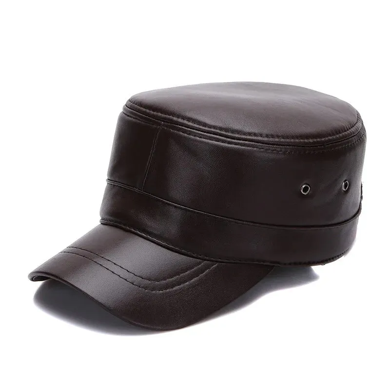 Real Sheepskin Leather Cap New Fashion Fall Winter Leather Unisex Hat
